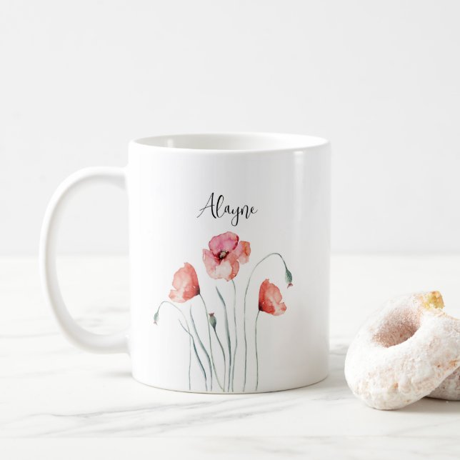 Personalisierte Rote Pfoten Wasserfarbe Kaffeetasse (Mit Donut)