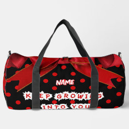 Personalisierte rote Punkte-Schleife-Spirale Duffle Bag