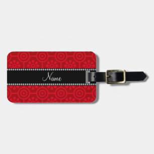 Personalisierte rote retro NamensBlumen Gepäckanhänger