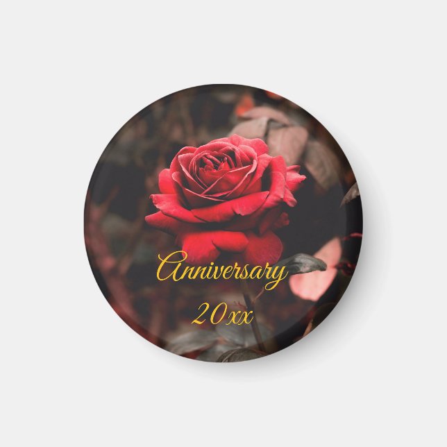 Personalisierte Rote Rose Bloom Unique Keepake Ges Magnet (Vorne)