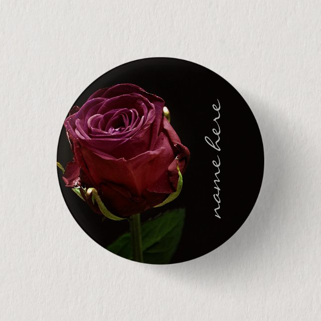 Personalisierte Rote Rose Button (Vorderseite)