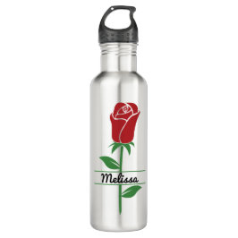 Personalisierte Rote Rose Edelstahlflasche