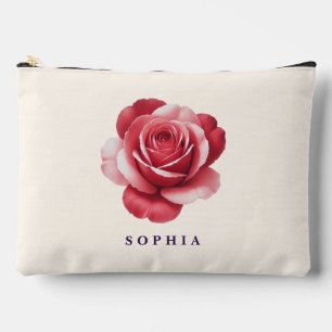 Personalisierte rote Rosen-Make-up-Tasche Elegant Zubehörtasche