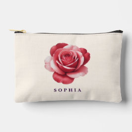 Personalisierte rote Rosen-Make-up-Tasche Elegant Zubehörtasche