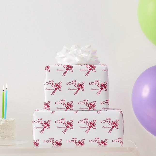 Personalisierte Rote Rosen "mit L ❤️ VE" Geschenkpapier (Partygeschenke)