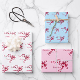 Personalisierte Rote Rosen "mit L ❤️ VE" Geschenkpapier Set