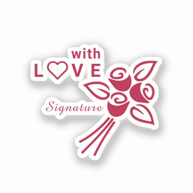 Personalisierte Rote Rosen "mit L ❤️ VE" Vinyl Aufkleber (Vorderseite)