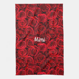 Personalisierte rote Rosen - Multimedia-Druck Geschirrtuch