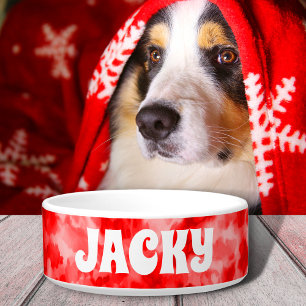 Personalisierte rote Tie-Dye-Hunde- und Katzen-Sch Napf