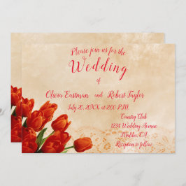 Personalisierte rote Tulpen im Hintergrund Einladung