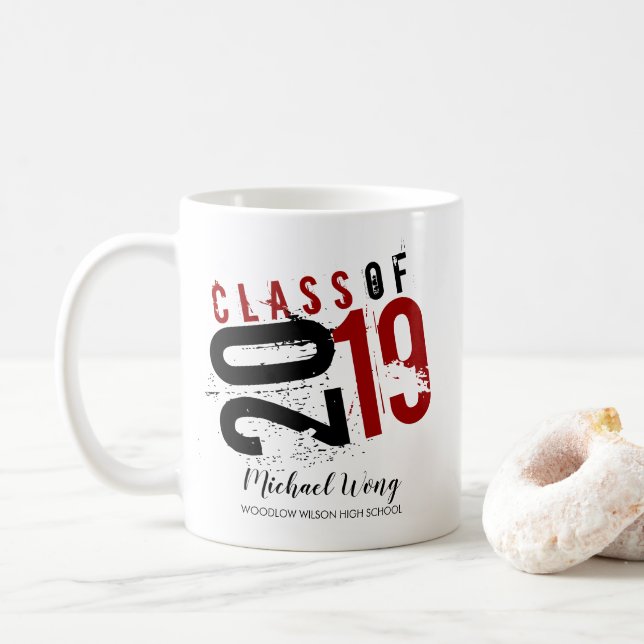 Personalisierte rote und schwarze künstlerische kaffeetasse (Mit Donut)