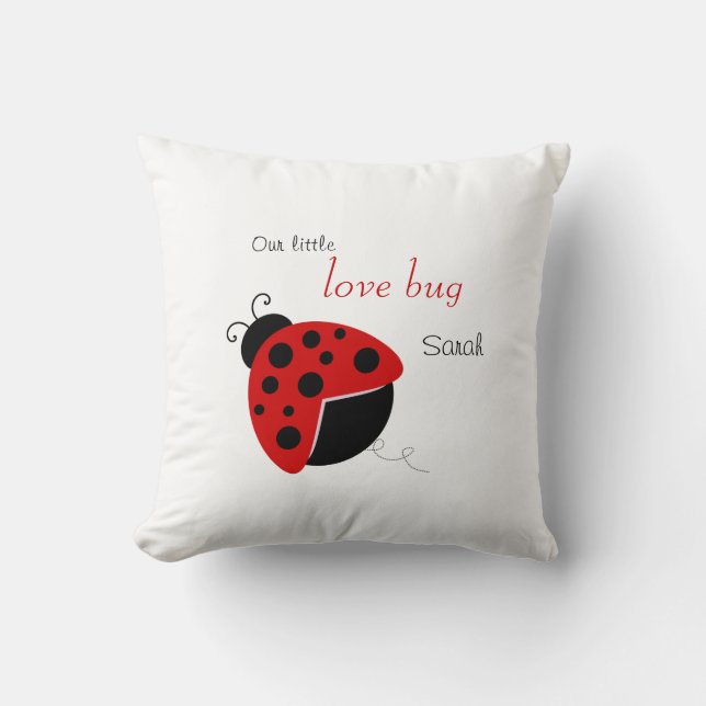 Personalisierte rote und schwarze Lady-Bug-Säule Kissen (Vorderseite)