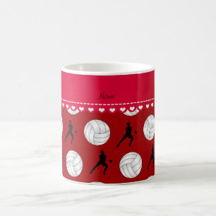 Personalisierte rote Volleyball-NamensSilhouetten Kaffeetasse
