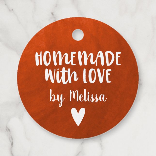 Personalisierte rote Wasserfarbe, hausgemacht mit  Geschenkanhänger (Rückseite)