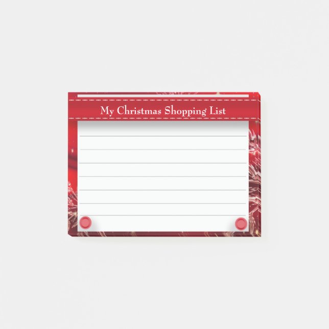 Personalisierte rote Weihnachtseinkaufsliste Post-it Klebezettel (Vorderseite)