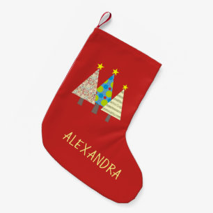 Personalisierte rote Weihnachtstanne Kleiner Weihnachtsstrumpf