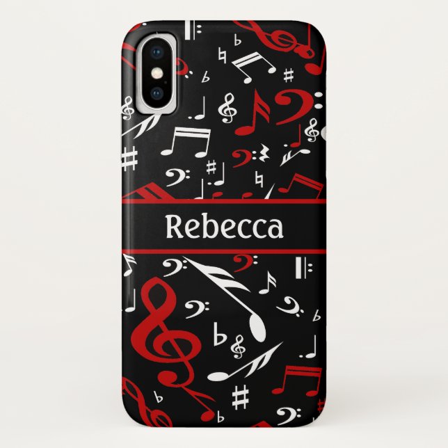 Personalisierte rote weiße und schwarze Case-Mate iPhone hülle (Rückseite)