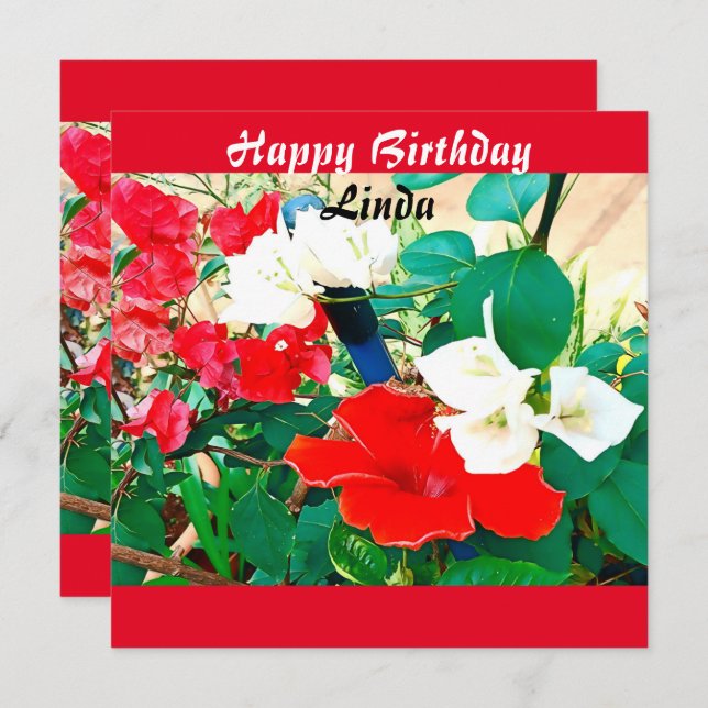 Personalisierte Rotschuh-Blume Wasserfarbe Karte (Vorne/Hinten)