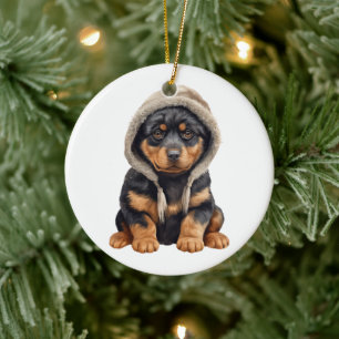 Personalisierte Rottweiler Hunde Kunst Keramik Ornament