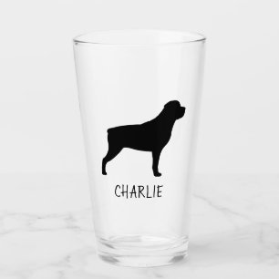 Personalisierte Rottweiler-Silhouette für Rottie-L Glas