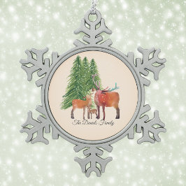 Personalisierte Rotwild Schneeflocken Zinn-Ornament