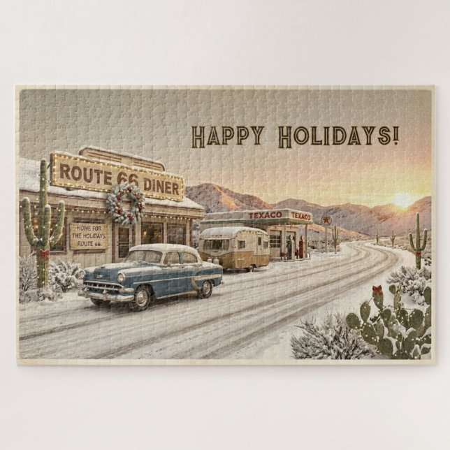Personalisierte Route 66-Weihnachtschallenge Puzzle (Horizontal)