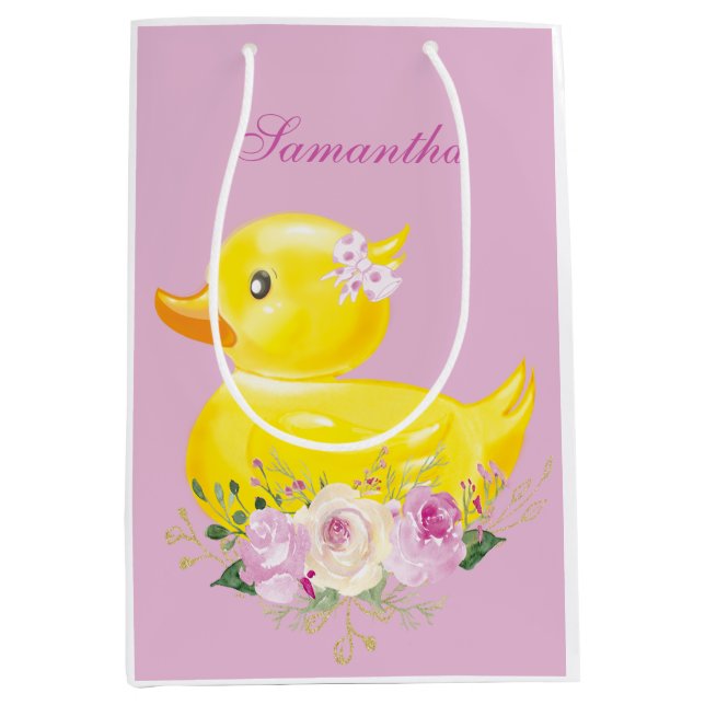 Personalisierte RUBBER DUCK GIRL Geschenktasche Mittlere Geschenktüte (Vorderseite)
