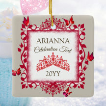 Personalisierte Rubinrote Tiara & Schmetterlinge