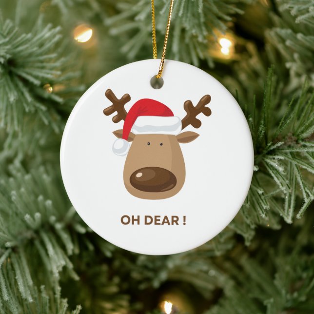 Personalisierte Rücknotiz Oh Dear Reindeer Kollege Keramik Ornament (Baum)