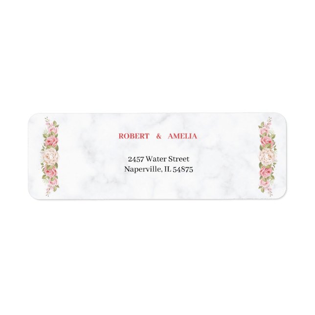 Personalisierte Rücksendeadresse Elegante Rose Blu (Vorne)