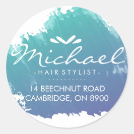 Personalisierte Rücksendeadresse für Wasserfarben Runder Aufkleber