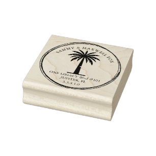 Personalisierte Rücksendeadresse mit Palme Gummistempel