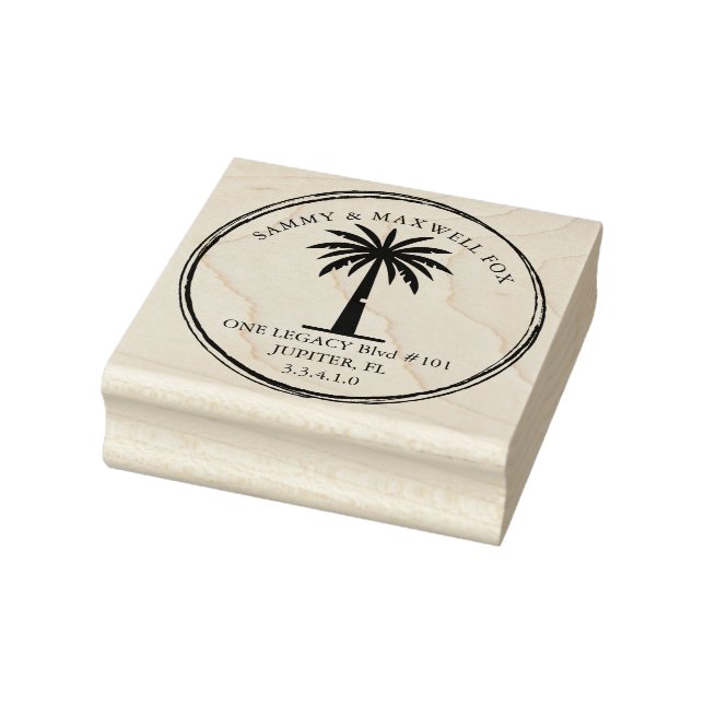 Personalisierte Rücksendeadresse mit Palme Gummistempel (Stempel)