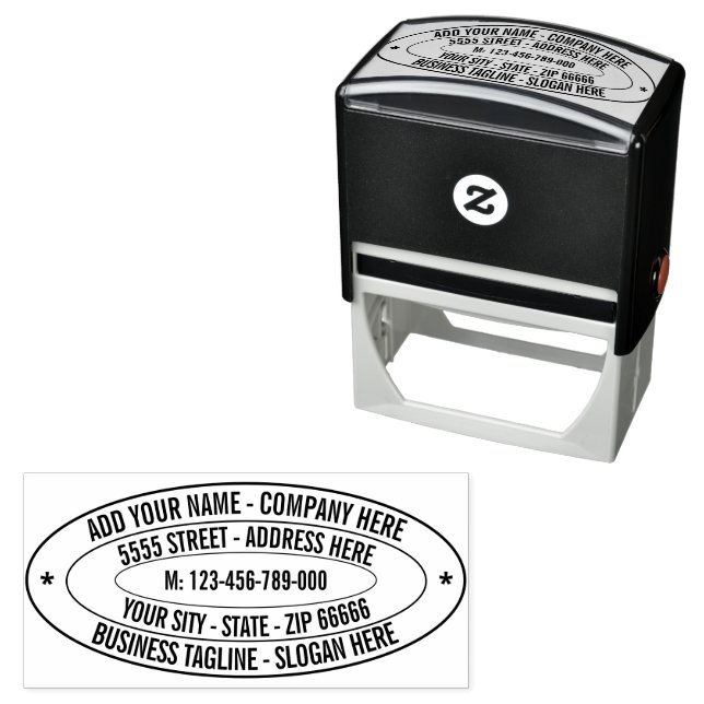 Personalisierte Rücksendeadresse Ovale Briefmarke Permastempel (Beispiel)