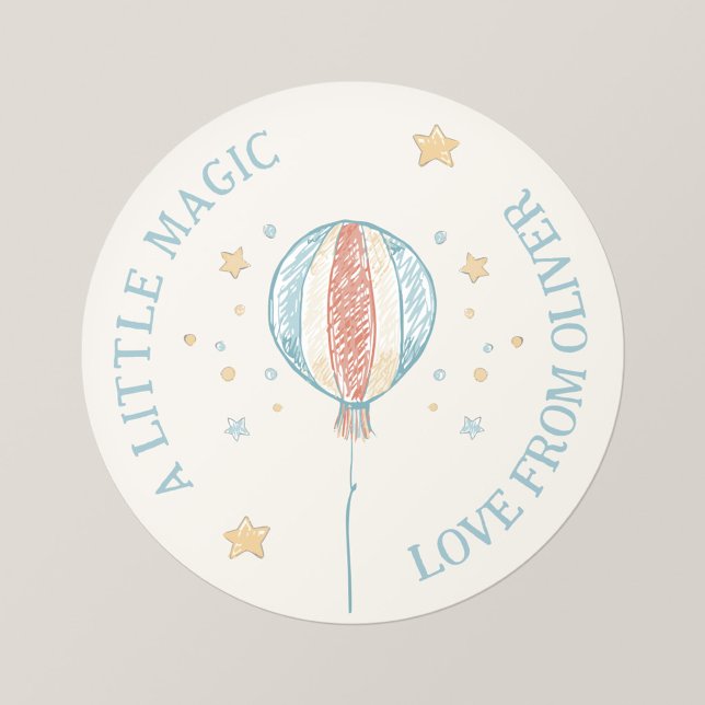 Personalisierte runde Aufkleber Balloon Daydream (Balloon Daydream - A Little Magic Personalized Birthday Sticker)