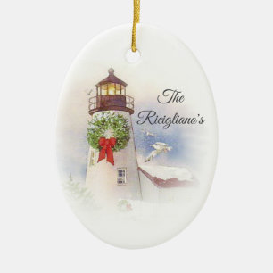 Personalisierte Runde Keramik Leuchtturm Ornament