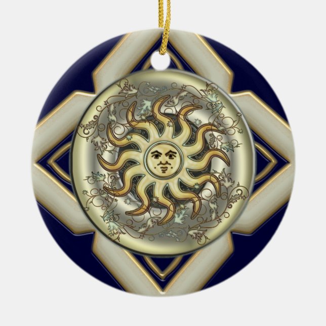 Personalisierte runde Verzierung Sun Keramik Ornament (Vorne)