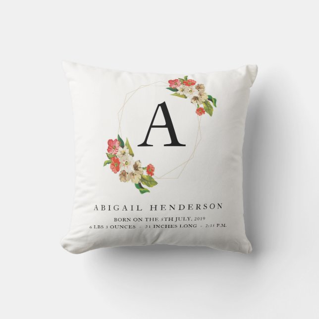 Personalisierte Rustikale Baby Birth Stats Pilze Kissen (Vorderseite)