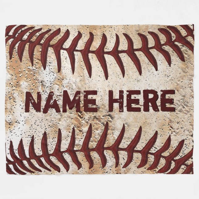Personalisierte rustikale Baseballdecke, IHR TEXT Fleecedecke (Vorderseite (Horizontal))