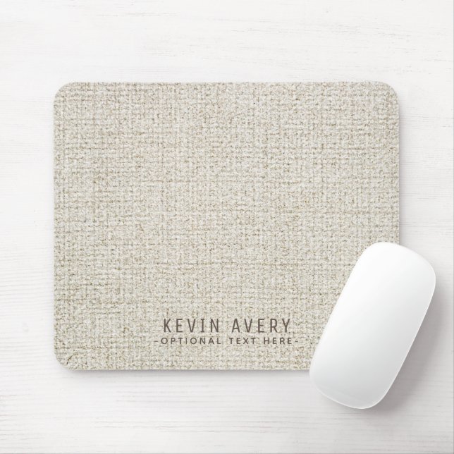 Personalisierte rustikale Beige Linen Texture Mousepad (Mit Mouse)