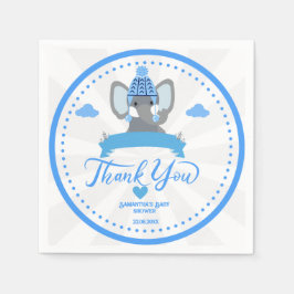 Personalisierte rustikale Blue Elephant-Kinderdusc Serviette