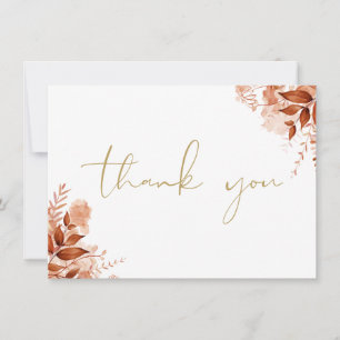 Personalisierte Rustikale Blumen Elegante Goldschr Dankeskarte