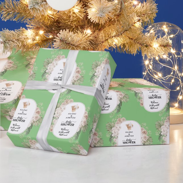 Personalisierte rustikale Boho Minimalistisch Baby Geschenkpapier (Feiertage)