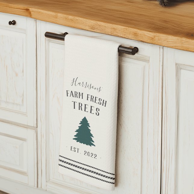 Personalisierte Rustikale Ferienfarm Frische Bäume Geschirrtuch (Von Creator hochgeladen)