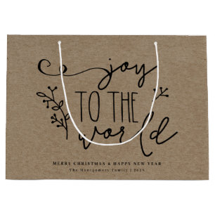 Personalisierte rustikale Frohe Weihnachtsbezeichn Große Geschenktüte