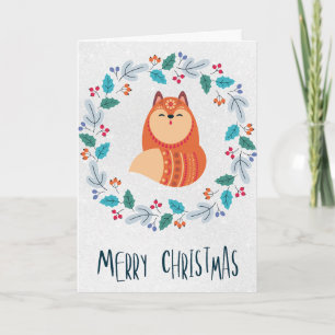 Personalisierte Rustikale Fuchs-Weihnachtskarte Karte