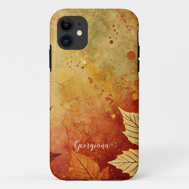 Personalisierte rustikale Goldene Autumnal Case-Mate iPhone Hülle (Rückseite)
