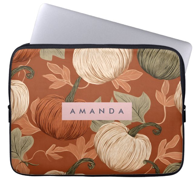 Personalisierte rustikale Herbst-Pumpkin-Ernte Laptopschutzhülle (Vorderseite)