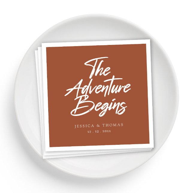 Personalisierte Rustikale Hochzeit Napkins auf der Serviette (Personalized Rustic Wedding Napkins in Terracotta)