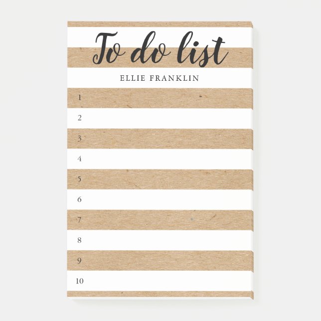 Personalisierte, rustikale Kraft-To-Do-Liste Post-it Klebezettel (Vorderseite)
